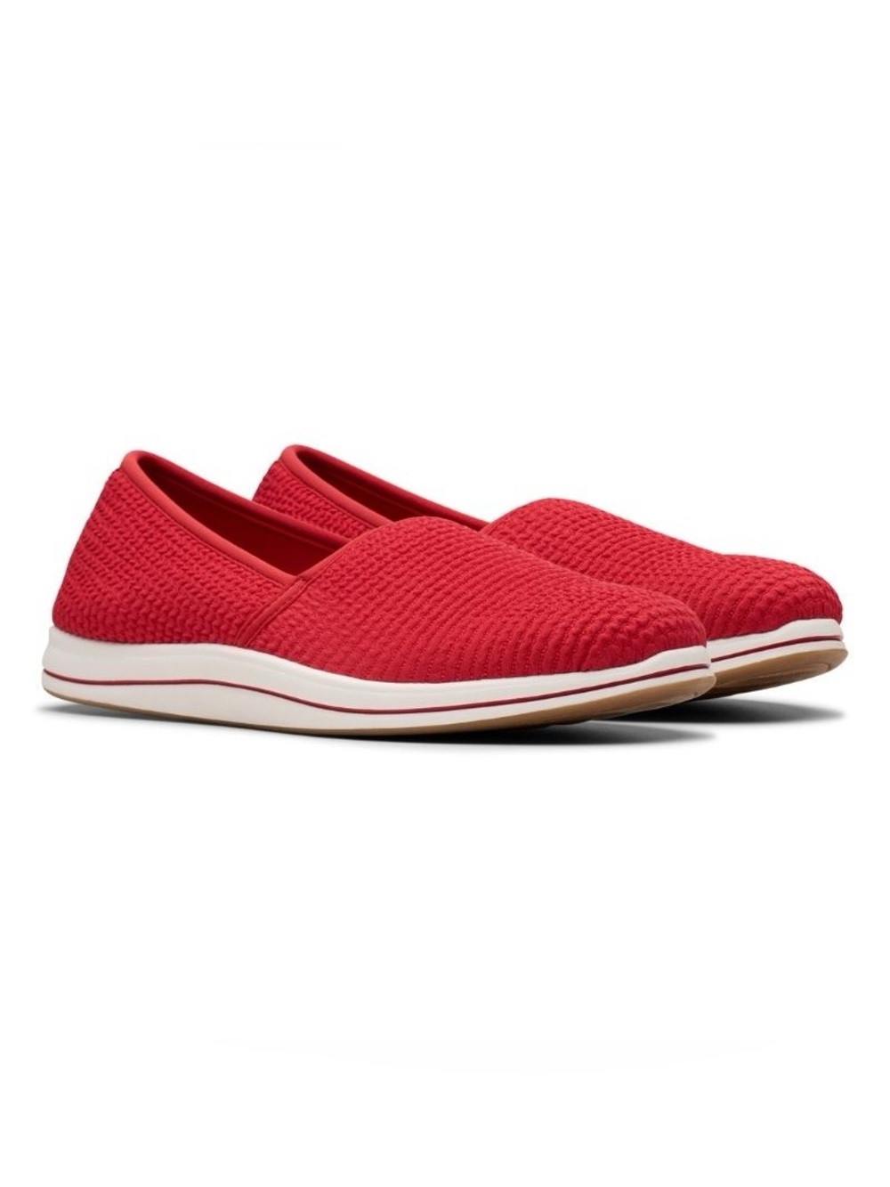 ♥️♥️Clarks Cloud Steppers Breeze Vibe Slip On Stretch Loafer Cherry Textile
